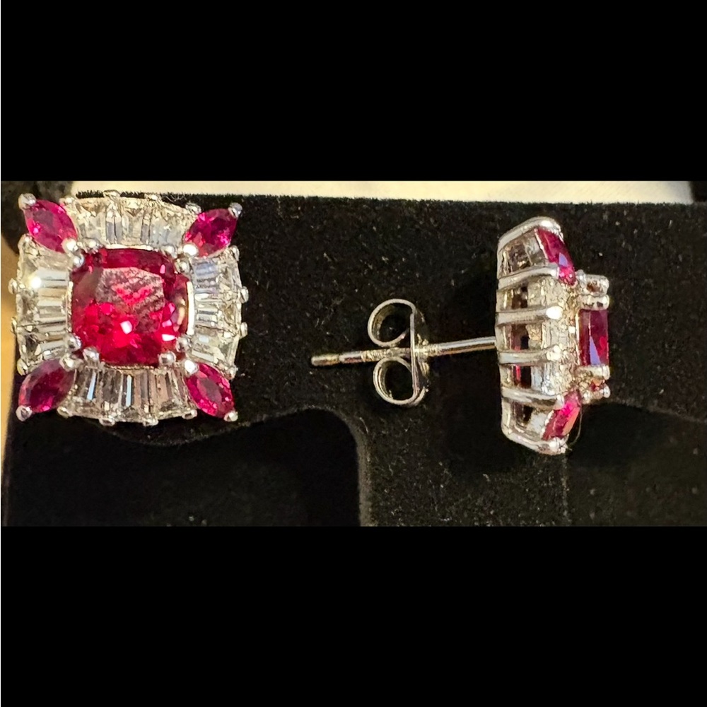 Sterling Silver Ruby Earrings